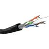 Goobay Cavo di rete CAT 6 per esterni, U/UTP, nero, 100 m - Conduttore in rame rivestito di alluminio (CCA), AWG 23/1 (solido), guaina in polietilene (PE)