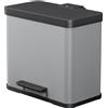 Hailo 0633-220 Separatore di rifiuti a pedale Öko Trio Plus L - 3 x 9 l, argento
