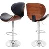 Mendler Sgabello da bar Foxrock, sgabello da bar, design retrò in legno bentwood ~ aspetto noce, ecopelle nera