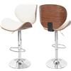 Mendler Sgabello da bar Foxrock, sgabello da bar, design retrò in legno curvato ~ aspetto noce, Pelle finta crema
