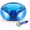 Lenco SCD-650BU - Radio FM portatile con lettore CD/MP3 - Porta USB - Karaoke - Microfono - Effetti luce - Blu