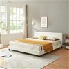 corium Letto matrimoniale imbottito 'Albacete' 160x200cm Struttura letto a doghe bianco