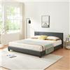 corium Letto matrimoniale 'Albacete' Letto imbottito 180x200cm Struttura letto Rete a doghe Grigio scuro