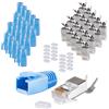 S-CONN maximum connectivity S/CONN spina modulare di rete a massima connettività RJ45 SET per cavi di installazione fino a AWG 23, spina con scarico della trazione, ausilio per l'inserimento e gommino, bluPoliuretano20 (72067-20B)