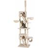 lionto tiragraffi lionto con tenditore a soffitto, torre attività grande 230-250 cm con 2 grotte, 2 abbeveratoi, scale e palline, beige