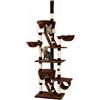 lionto tiragraffi lionto con tenditore a soffitto, torre attività grande 230-250 cm con 2 grotte, 2 abbeveratoi, scale e palline, marrone/beige