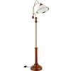 Relaxdays Lampada da terra Relaxdays, lampada ad arco in stile Art Nouveau, paralume in vetro, legno, attacco E27, A x L x P: 166 x 40 x 36 cm, marrone/oro