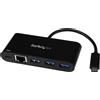 StarTech.com Hub USB 3.0 a 3 porte con Gigabit Ethernet e alimentazione - USB-C - Hub - 3 x SuperSpeed USB 3.0 + 1 x 10/100/1000 - Desktop