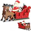 Spielwerk® Calendario dell' Avvento Riutilizzabile in Legno Babbo Natale con Slitta Decorazione Natalizia da Riempire