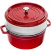 Staub cocotte roaster rosso ciliegia da 26 cm con inserto