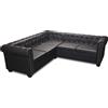 vidaXL Divano angolare Chesterfield 5 posti in ecopelle nero