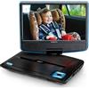Lenco DVP-910BU - Lettore DVD portatile da 9 pollici con cuffie e supporto per poggiatesta - batteria integrata - ingresso USB - Blu/Nero