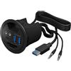 ICY BOX Adapter ICY-BOX Tisch-Hub mit 2 Kartenlesern, Audio Ein-/Ausgang, Ladefunktion und LED