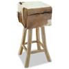vidaXL Sgabello da bar in pelle di capra e legno massiccio di teak