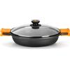 PINTI INOX Efficient Tegame 2 Manici Antiaderente Con Coperchio Cm30