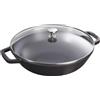 Staub wok rotondo nero 30cm in ghisa