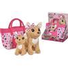 Simba Toys ChiChi LOVE Happy Family - peluche Chihuahua di diverse dimensioni con fiocchi, borsa con impronte di zampe di cane