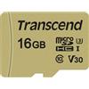 Transcend 500S - Scheda di memoria flash (adattatore microSDHC/SD incluso) - 16 GB - Classe video V30 / UHS-I U3 / Classe10 - microSDHC