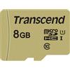Transcend 500S - Scheda di memoria flash (adattatore microSDHC/SD incluso) - 8 GB - Classe video V30 / UHS-I U3 / Classe10 - microSDHC