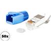 S-CONN maximum connectivity S/CONN spina modulare di rete a massima connettività RJ45 SET per cavi di installazione fino a AWG 23, spina con scarico della trazione, ausilio per l'inserimento e occhiello, bluPoliuretano50 (72067-50B)