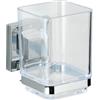 WENKO Bicchiere per spazzolini QUADRO senza foratura Porta spazzolini da bagno in acciaio inox