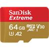 SanDisk Extreme, 64 GB, MicroSDXC, Classe 3, UHS-I, 160 MB/s (lettura), 60 MB/s (scrittura)