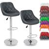 TRESKO set di 2 sgabelli da bar grigio sgabello da bar 360° liberamente ruotabile regolazione dell'altezza del sedile 60-80cm
