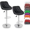 TRESKO set di 2 sgabelli da bar nero sgabello da bar 360° liberamente ruotabile regolazione dell'altezza del sedile 60-80cm