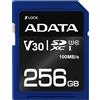 ADATA Premier Pro - Scheda di memoria flash - 256 GB - Classe video V30 / UHS-I U3 / Classe10 - SDXC UHS-I (ASDX256GUI3V30S-R)