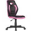 AMSTYLE Sedia girevole per bambini LUAN nero/rosa per bambini a partire da 6 anni con schienale