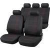 CarComfort WALSER coprisedile auto Nashville, set completo di coprisedili universali, coprisedili auto, 2 coprisedili anteriori, 1 coprisedile posteriore a panchina nero
