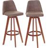 Mendler set di 2 sgabelli da bar HWC-C43, sgabello da banco, girevole in legno tessile ~ marrone vintage, gambe chiare
