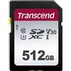 Transcend 300S - Scheda di memoria flash - 512 GB - Classe video V30 / UHS-I U3 / Classe10 - SDXC UHS-I