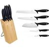 Fiskars Essential 1023782 5 coltelli + blocco marrone