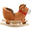 vidaXL Cavallo a dondolo con schienale in peluche 60x32x50 cm Marrone