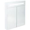 Relaxdays Armadietto a specchio Relaxdays con LED, 2 ante, 3 scomparti, presa di corrente, armadietto da parete a LED, acciaio, A x L x P: 67 x 60 x 12 cm, bianco