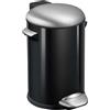 EKO - Cestino a pedale Belle Deluxe 12 litri - Acciaio Plastica - Nero, Acciaio inox opaco