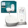 Philips Baby monitor audio Philips AVENT, tecnologia DECT, modalità eco, cielo stellato, funzione interfono, ninne nanne e canzoni notturne, autonomia di 18 ore, portata massima, bianco (modello SCD733/26)