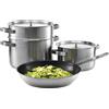 AEG A4SS Set di Pentole 4 pz 3 Pentole 2 Coperchi e 1 Padella Wok Acciaio Inox