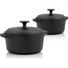 BBQ-Toro Set di cocotte in ghisa BBQ-Toro | 2,7 litri e 4 litri | rotonde | tostapane con coperchio