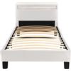 Home Deluxe - Letto LED ASTRO - Bianco, 90 x 200 cm - Con rete a doghe I Letto imbottito Letto di design con illuminazione