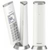 Panasonic consignmen OUTLET Panasonic KX-TGK212 - Telefono fisso cordless con design Duo (LCD, ID chiamante, rubrica da 50 numeri, blocco chiamate, modalità ECO), Bianco,TGK21 Duo