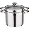 GSW Pentola per pasta Treviso 22 cm con coperchio in vetro, 975360, acciaio inossidabile 18/8, circa 6,5 L