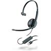 POLY Blackwire C3210 Auricolare Cablato A Padiglione Musica e Chiamate USB tipo A Nero, Rosso