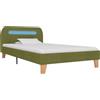 vidaXL Struttura letto con tessuto verde LED 90x200 cm