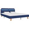 vidaXL Struttura letto con tessuto blu LED 160x200 cm