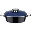 Gsw Tostatore quadrato GSW Vetroceramica blu cobalto 28x28cm, alluminio, acciaio inox, vetro, tostatore quadrato con coperchio in vetro aromatizzato ø circa 28 x 28 x H 8,5cm