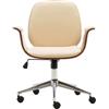 vidaXL Sedia da ufficio in legno curvato e Pelle finta color crema