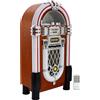 Monster Shop Monstershop Jukebox retrò anni '50, lettore musicale con slot USB e SD, ingresso AUX, lettore MP3, lettore CD, radio Bluetooth, struttura in legno con illuminazione a LED, telecomando; dimensioni: 105 cm x 57 cm x 30 cm