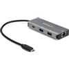 StarTech.com Hub USB-C a 3 porte con Gigabit Ethernet RJ45 GbE - 2x USB-A, 1x USB-type C - Adattatore SuperSpeed 10Gbps USB 3.2 Gen 2 Tipo C - Alimentato tramite USB - Alluminio - Funziona w/TB3